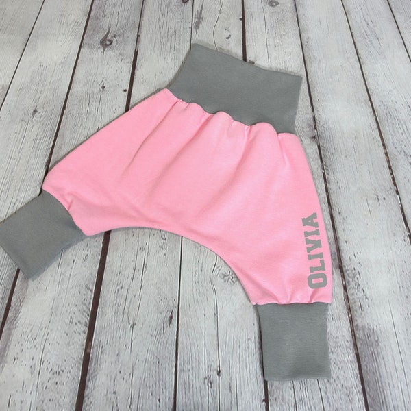 Baby Pants With Name | Soft Infant Pants | Grow With Me Pants | Harem Pants | Baby Shower Gift Pants | Neutral Baby Gift | Cute Baby Pants