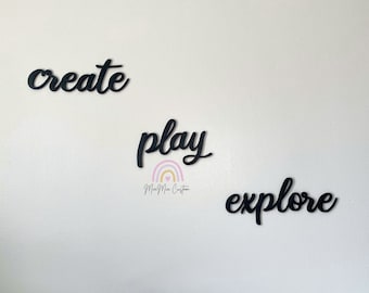 Create Play Explore Sign | Wall Decor | Playroom Wall Decor | Playroom Sign | Kids Room Wall Decor | Play Sign | Kids Room Decor | Kids Gift