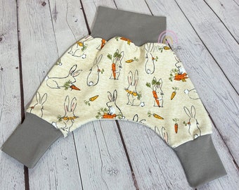 Baby Bunny Pants | Infant Pants | Grow With Me Pants | Baby Joggers | Harem Pants | Baby Easter Pants | Baby Easter Gift | Neutral Baby Gift