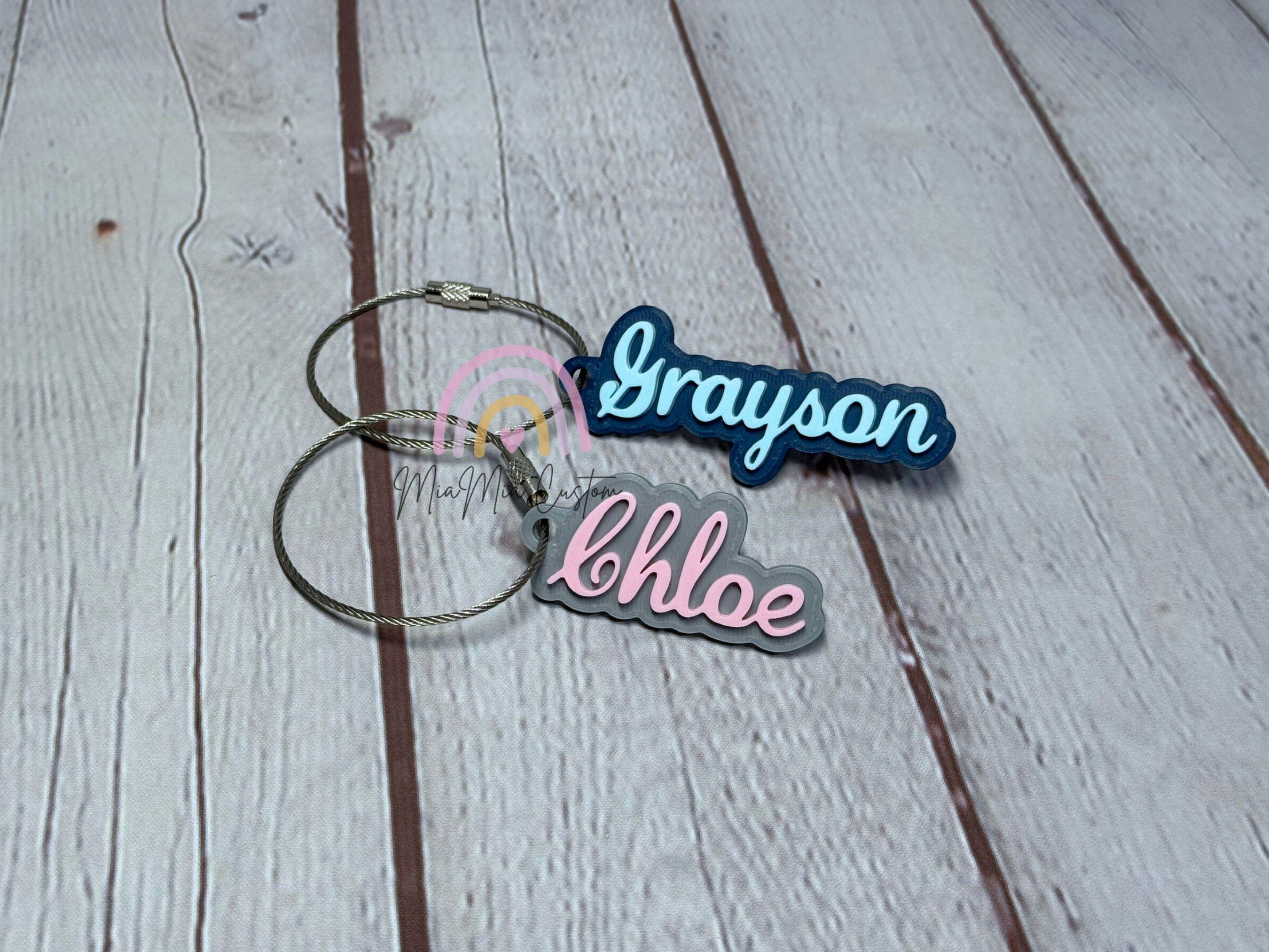 Service Name Tag Simple Cursive Font Cursive Name Tag | Small Name Tag With Wire | Personalized Kids Name ...