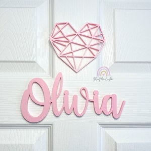 Personalized Door Sign | Name Sign Decor | 3D Printed Name Sign | Nursery Name Sign  | Heart Wall Sign | Name Plaque | Princess Door Sign