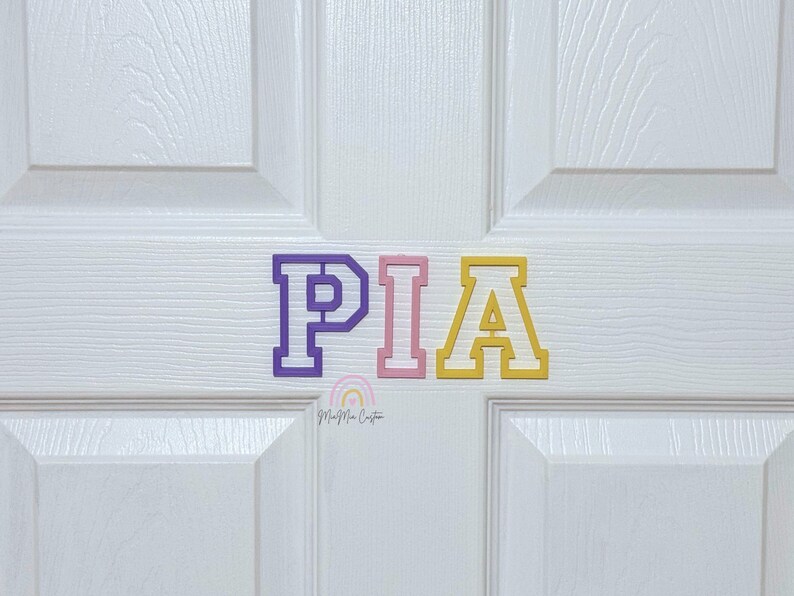 Pia Lettering 3D Printed Letters | Kids Door Name Sign | College Letter | Decorative ...