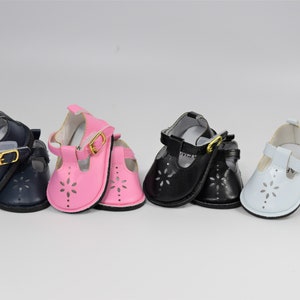 Classic Cutout Mary Janes – Fits Most 18-Inch Doll Shoes | Pink, Black, Blue and White.