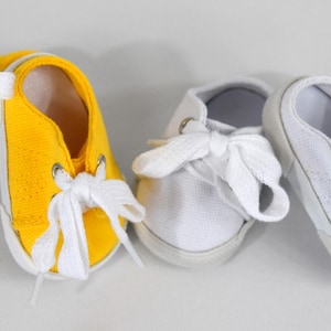 Lavender, White and Yellow Slip-on Sneakers - for any 18-inch Dolls
