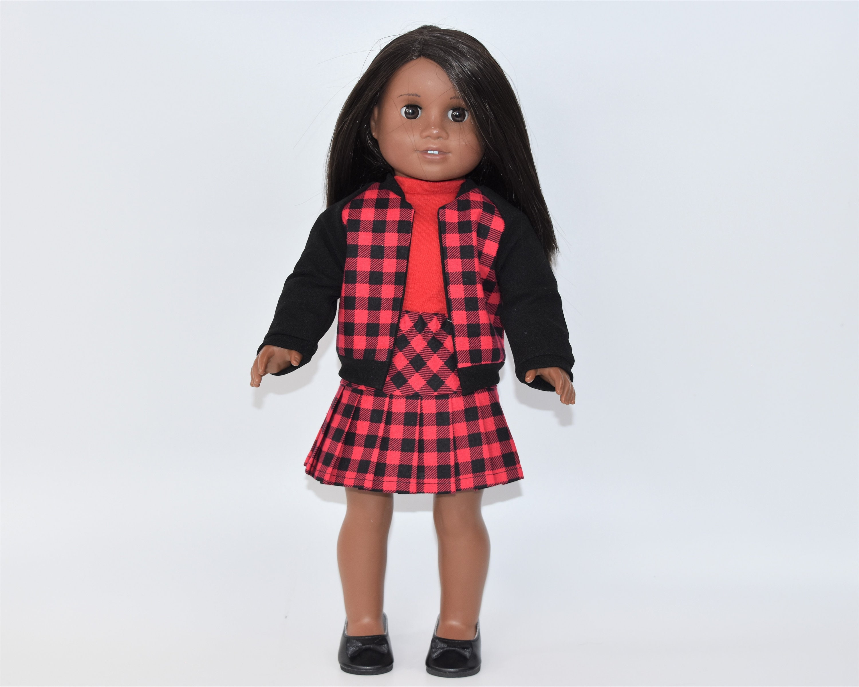 Doll Clothing | Red and Black Checker Skirt and Jacket | Fits Most 