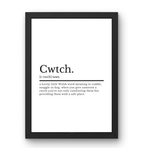 Cwtch Definition Welsh Bedroom Prints Wall Art | Bedroom Wall Art | Best Friend Gift | Gifts For Her | Welsh Prints | Welsh Quotes