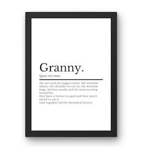 Granny Gift | Granny Definition | Gifts For Granny | Gift For Grandma | Granny Prints | Present For Granny | Mothers Day Gift For Granny