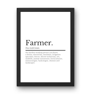 Farmer Gifts | Farmer Definition | Kitchen Print | Farmhouse Decor | Kitchen Wall Art | Gift For Farmer | Home Decor | Farming Gifts For Him