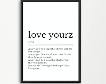 J Cole, Love Yourz | J Cole Music Gift | Birthday Gift | J Cole Album Wall Art | J Cole Poster