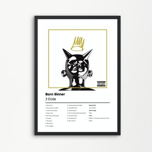 J Cole, Born Sinner | J Cole Music Gift | Birthday Gift | J Cole Album Wall Art | J Cole Poster