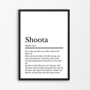 Playboi Carti, Shoota Lyrics / Playboi Carti Music Gift / Birthday Gift / Playboi Carti Album Wall Art / Playboi Carti Poster