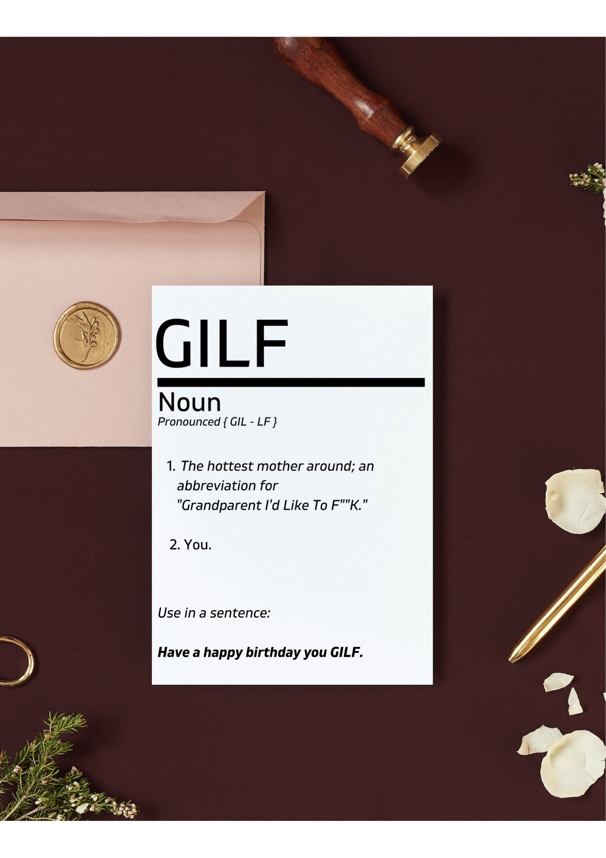 GILF Card GILF Definition Card Funny Birthday Card Etsy