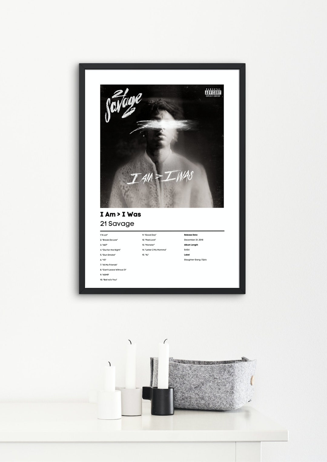 21 Savage - I Am > I Was Album Cover Poster | Architeg Prints