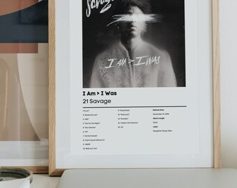 【額縁付き】 21savage I AM > I WAS A2ポスター 21 Savage, I Am > I Was | 21 Savage Music Gift | Birthday