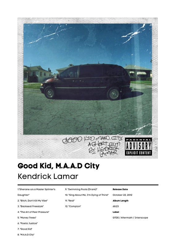 Kendrick Lamar Good Kid, M.A.A.D City Album FRAMED Vinyl Record LP Perfect  Christmas Gift / Birthday Gift / Anniversary Gift/ Valentine Gift 