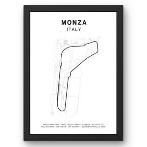 Poster Monza F1 Track - Art mural emblématique de la Formule 1, carte du circuit du Grand Prix d'Italie, cadeau parfait pour les fans de F1