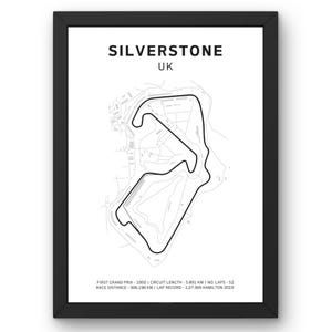 Póster de la pista de F1 de Silverstone: arte mural icónico de Fórmula 1, mapa del circuito del Gran Premio de Gran Bretaña, regalo perfecto para los fanáticos de la F1