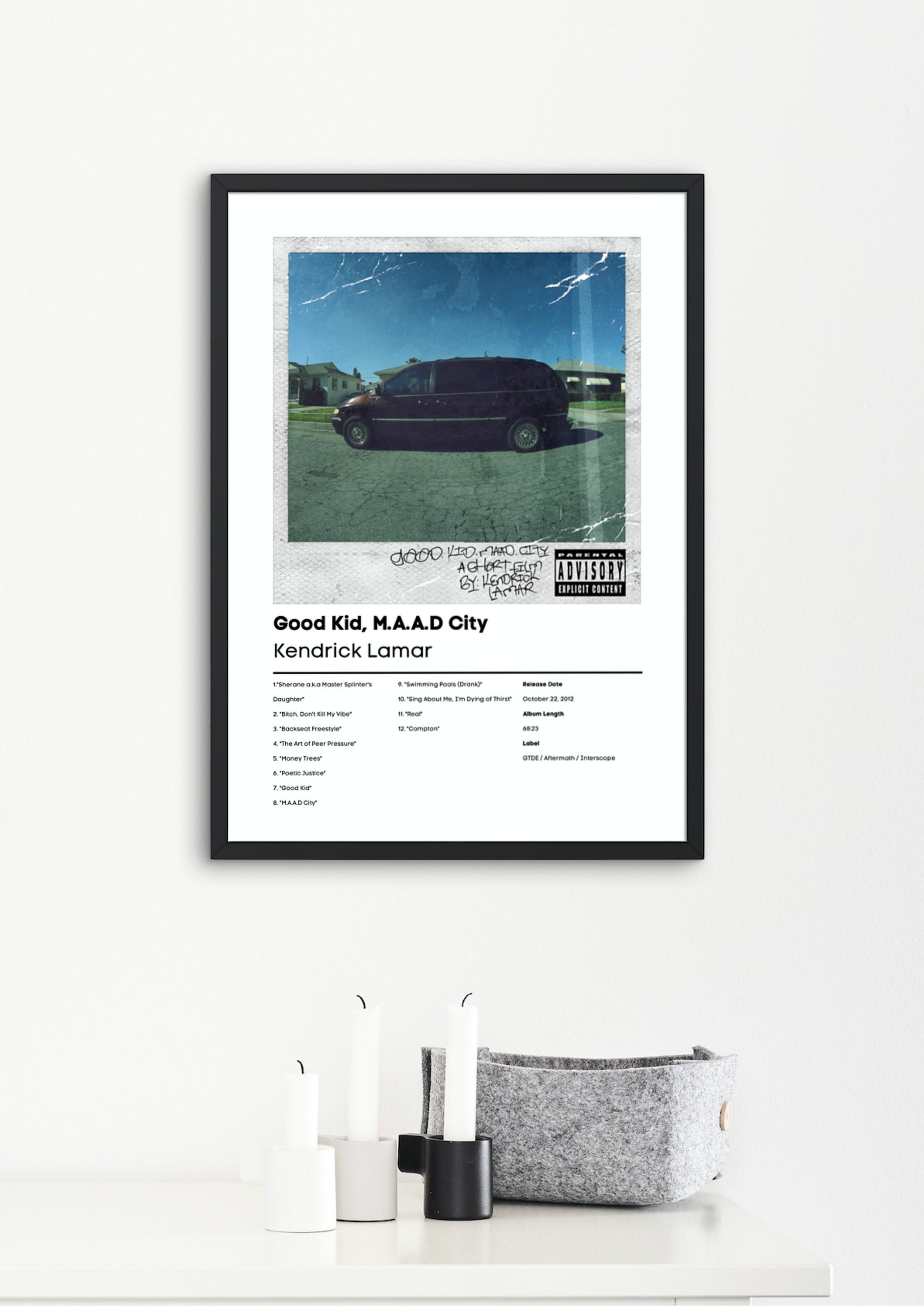 Kendrick Lamar Good Kid, M.A.A.D City Album FRAMED Vinyl Record LP Perfect  Christmas Gift / Birthday Gift / Anniversary Gift/ Valentine Gift 