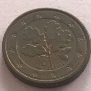 Coin 1 Centime 2002 German Oak Leaf Letter Strike J
