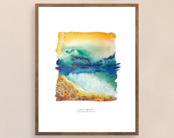 Life&#39;s a Beach Filled with Endless Treasures - Hand painted, watercolor/ink nature print - 13x15