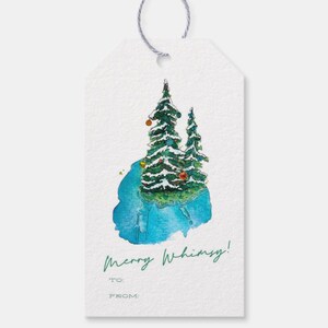 Etykiety prezentowe - "Merry Whimsy" - świąteczne, kapryśne, ręcznie malowane i drukowane 3,5' x 2" (zestaw 5 sztuk)