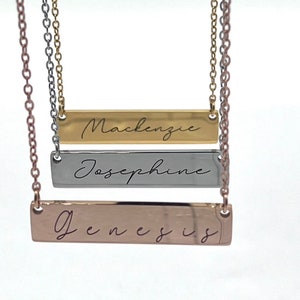 Custom Engraved Name Bar Necklace , Personalized Engraved Name Bar  Necklace , Personalized Name Necklace