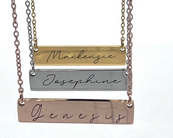 Custom Engraved Name Bar Necklace , Personalized Engraved Name Bar  Necklace , Personalized Name Necklace