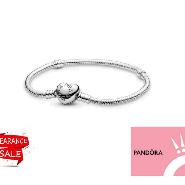 Pandora Bracelet Heart Clasp Moments Snake Chain A Unique Gift of Authentic Minimalist Elegance, Crafted for Charms, Delicate