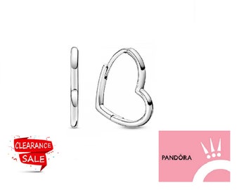 Pandora Asymmetrical Heart Hoop Earrings Solid Silver Dangle Hoop Earrings on UK Trending Gifts for Women with Fast Shipping