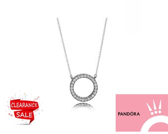 New Pandora Silver Sterling Sparkling Circle of Sparkle Round Necklace Chain 45 cm S925