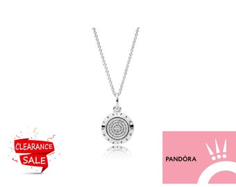 New Pandora Silver Sterling Sparkling Signature Logo Writting Round Necklace Chain 45 cm S925