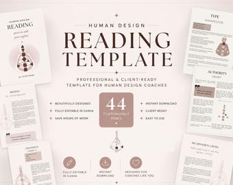 Human Design Reading Template Canva | 44 Page Coach Guide (Digital Download)