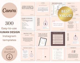 Human Design Instagram Templates: 300+ Canva HD BodyGraph Posts (Digital Download)