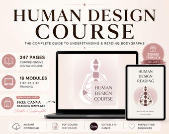 Human Design Course + Reading Template | Learn to Read BodyGraphs | 247 Page Beginner Guide | Canva Template | Digital Download