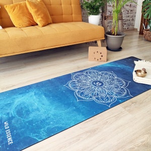Mandala-yogamat: antislip natuurlijk rubber, kosmisch ontwerp