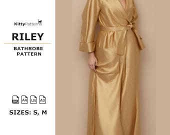Riley Bathrobe Sewing Pattern: Women's Raglan Sleeve Robe (PDF Pattern)
