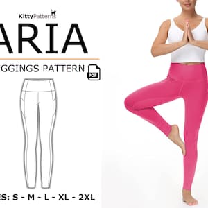 ARIA - Leggings Sewing Pattern - S,M,L,XL,2XL - Digital Instant Download - Womens Leggings Pattern - PDF Pants Sewing Pattern