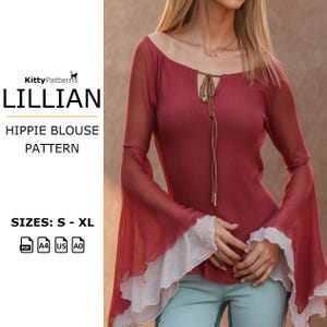 Lillian Blusmönster: Boho Utsvängd Topp Med Ärmar (PDF-mönster)