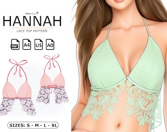 Hannah Lace Top Sewing Pattern: Women's Halter (PDF)