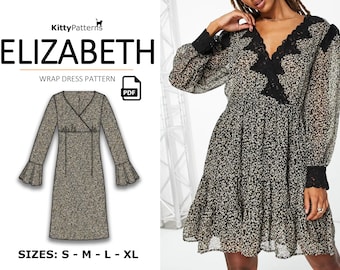 Elizabeth Wrap Dress Sewing Pattern – Long Sleeve Midi (PDF Pattern)