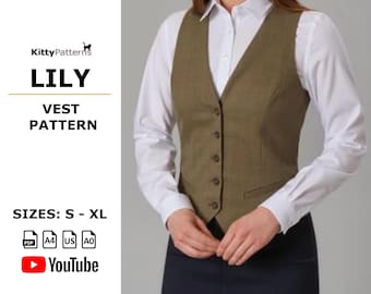 Fitted Womens Vest Sewing Pattern – LILY Design (PDF Pattern)