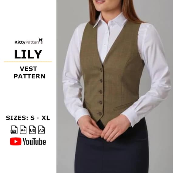 Fitted Womens Vest Sewing Pattern – LILY Design (PDF Pattern)