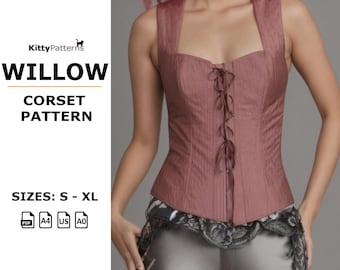 Patrón de costura para corsé Willow: Top de corsé DIY de moda (PDF)