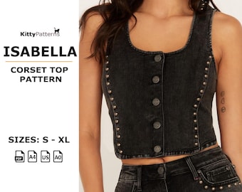 Isabella Denim Corset Top Sewing Pattern (PDF)