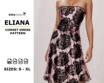 ELIANA Corset Midi Dress Pattern: Bustier Sewing Pattern (PDF)