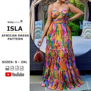 African Halter Maxi Dress Pattern: Isla Summer Dress (PDF)