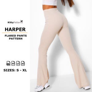 HARPER - Flared Pants Pattern - S,M,L,XL - Pants Sewing Pattern PDF - Flare Pants Pattern Woman - Trousers Sewing Patterns