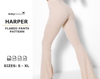 Harper Flared Pants Sewing Pattern: Women's Trousers (PDF)