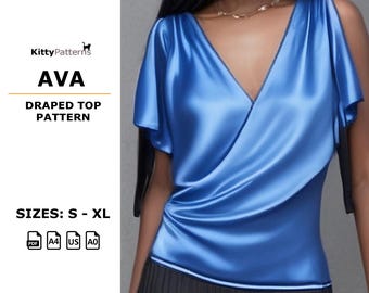 AVA Draped Top Sewing Pattern: Asymmetrical Design (PDF Pattern)