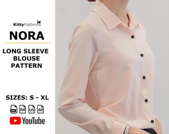 NORA Long Sleeve Blouse Sewing Pattern [S-XL] (PDF Pattern)